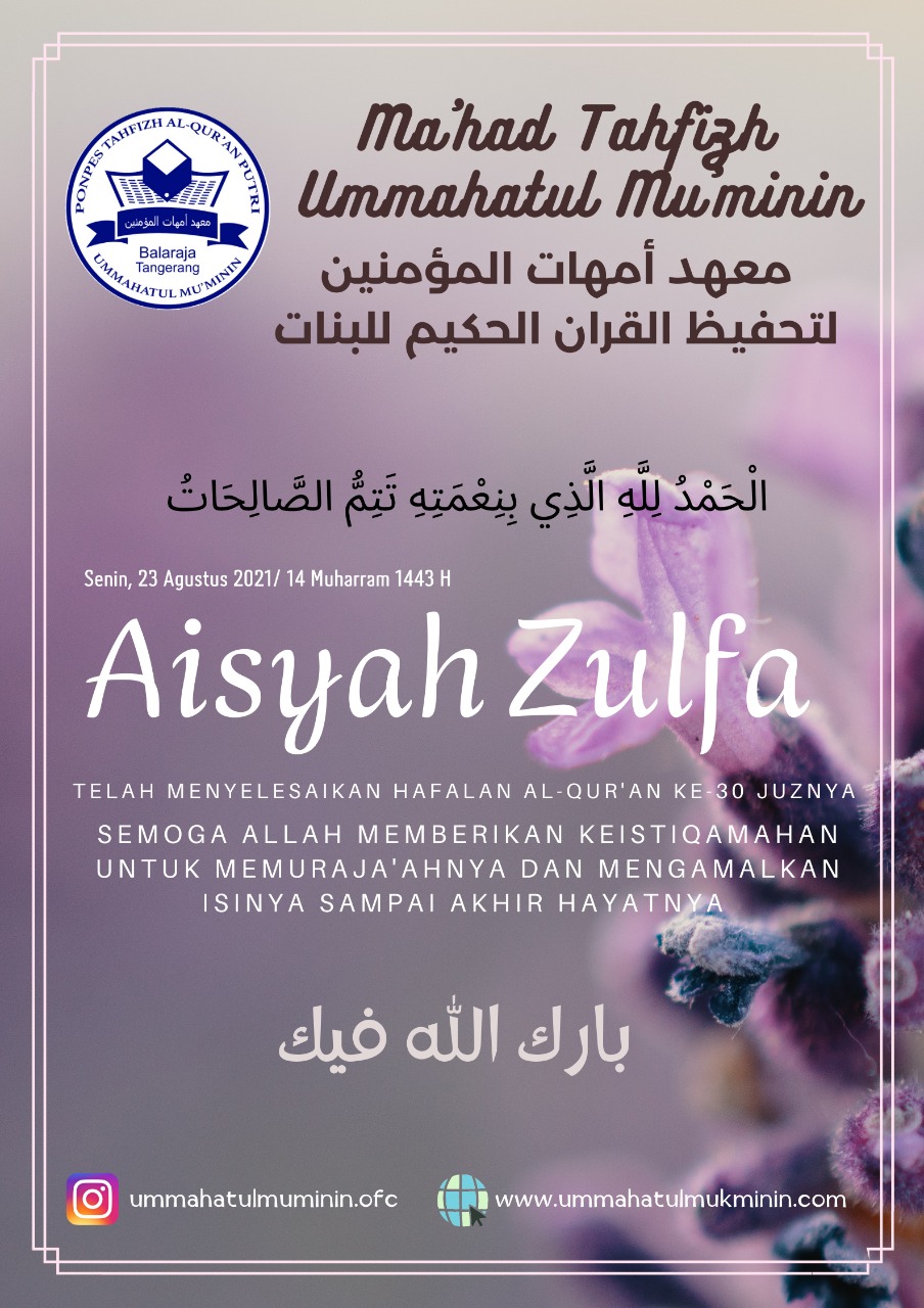 Khatam 30 Juz Aisyah Zulfa